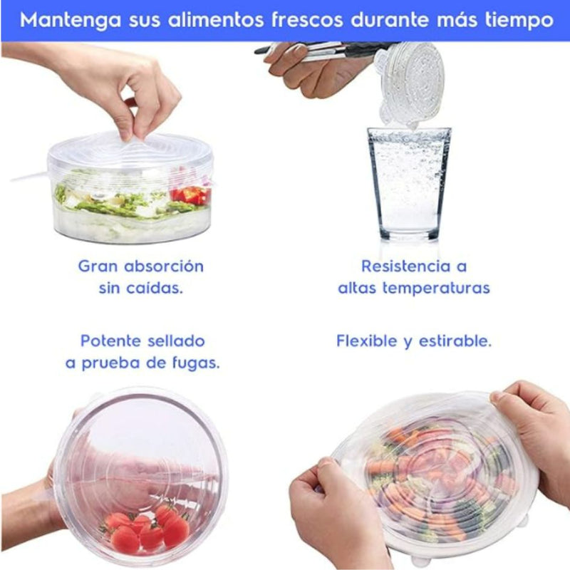 Tapas Elásticas de Silicona,Sebami 6 Pcs